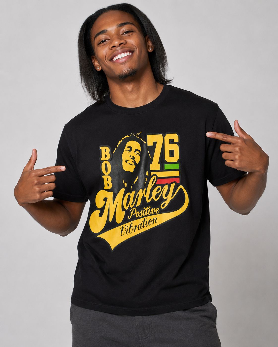 Men’s Bob Marley Positive Vibration Graphic T-Shirt – Black