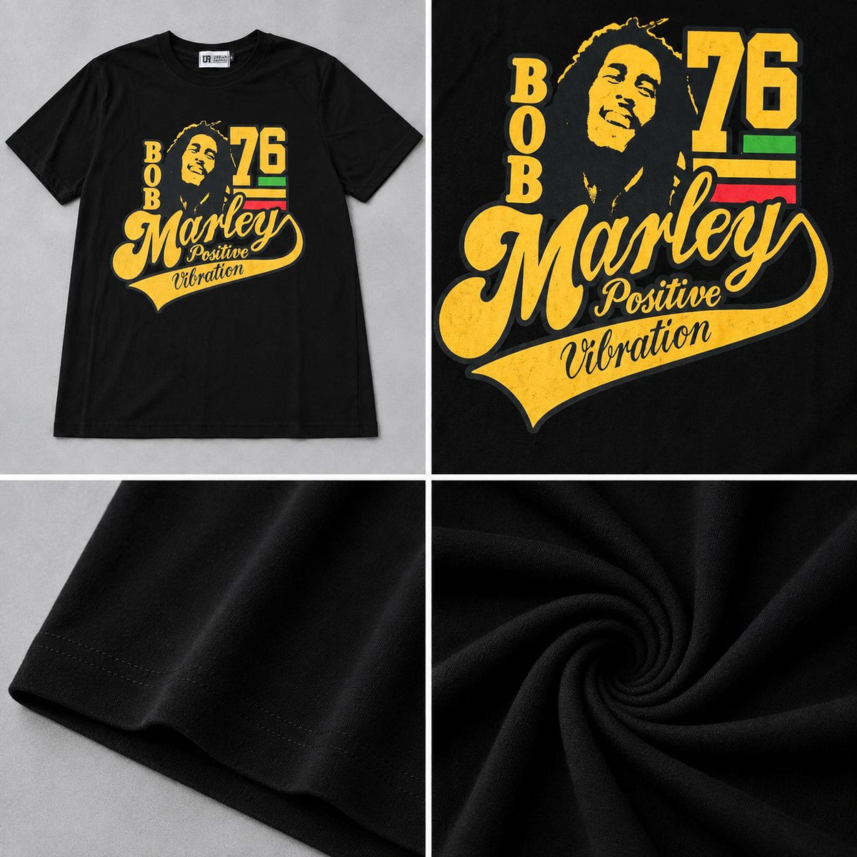 Men’s Bob Marley Positive Vibration Graphic T-Shirt – Black