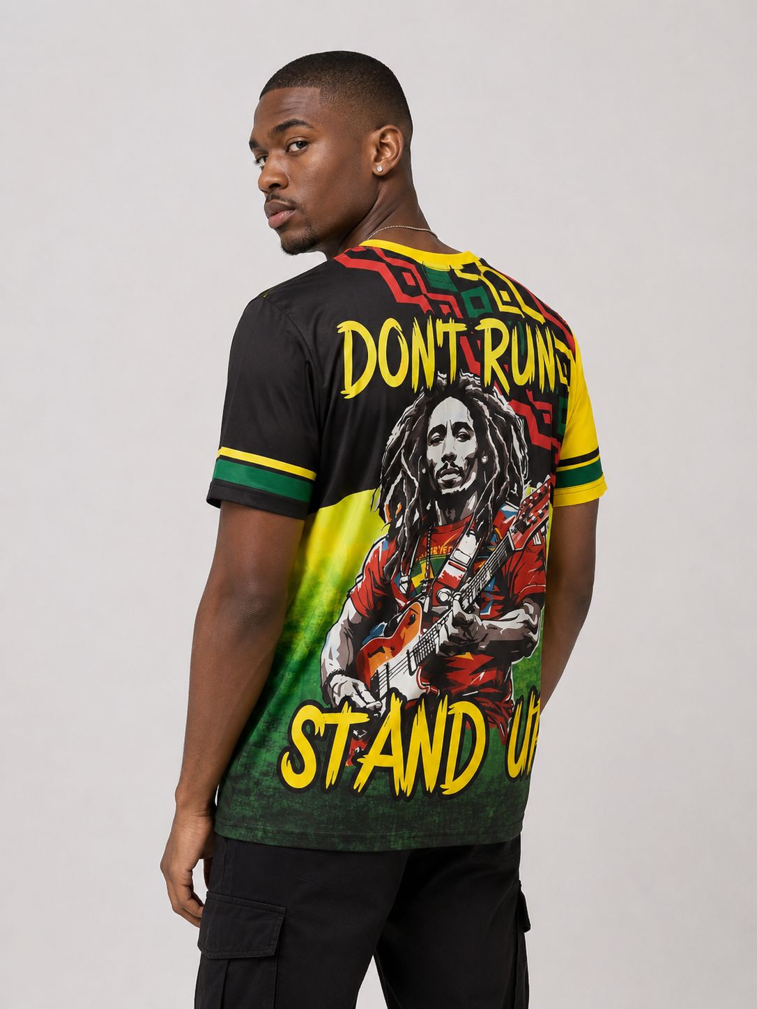 Men’s Bob Marley Stand Up Graphic T-Shirt – Rasta Colours