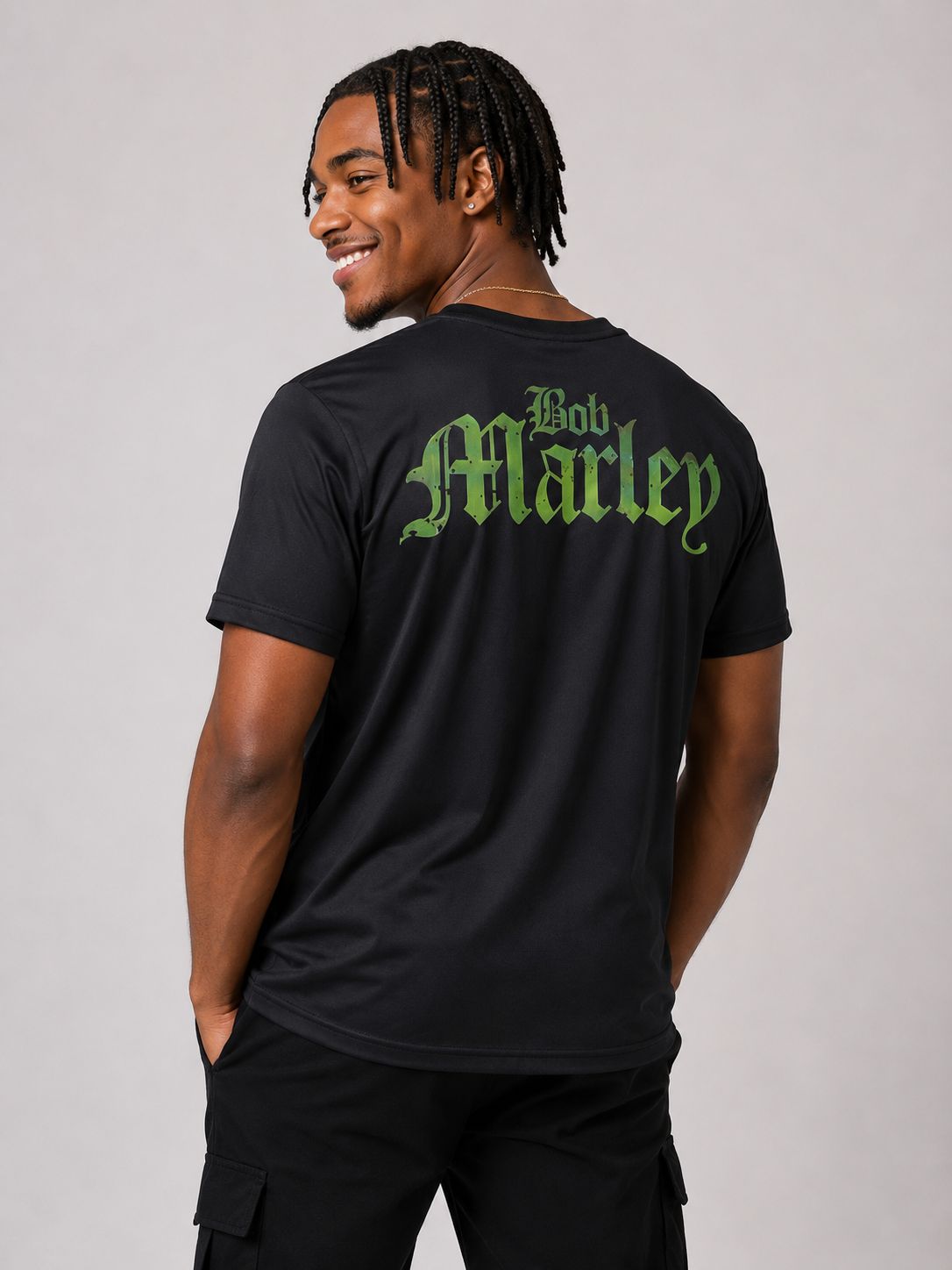 Men’s Bob Marley Rebel Graphic T-Shirt – Black