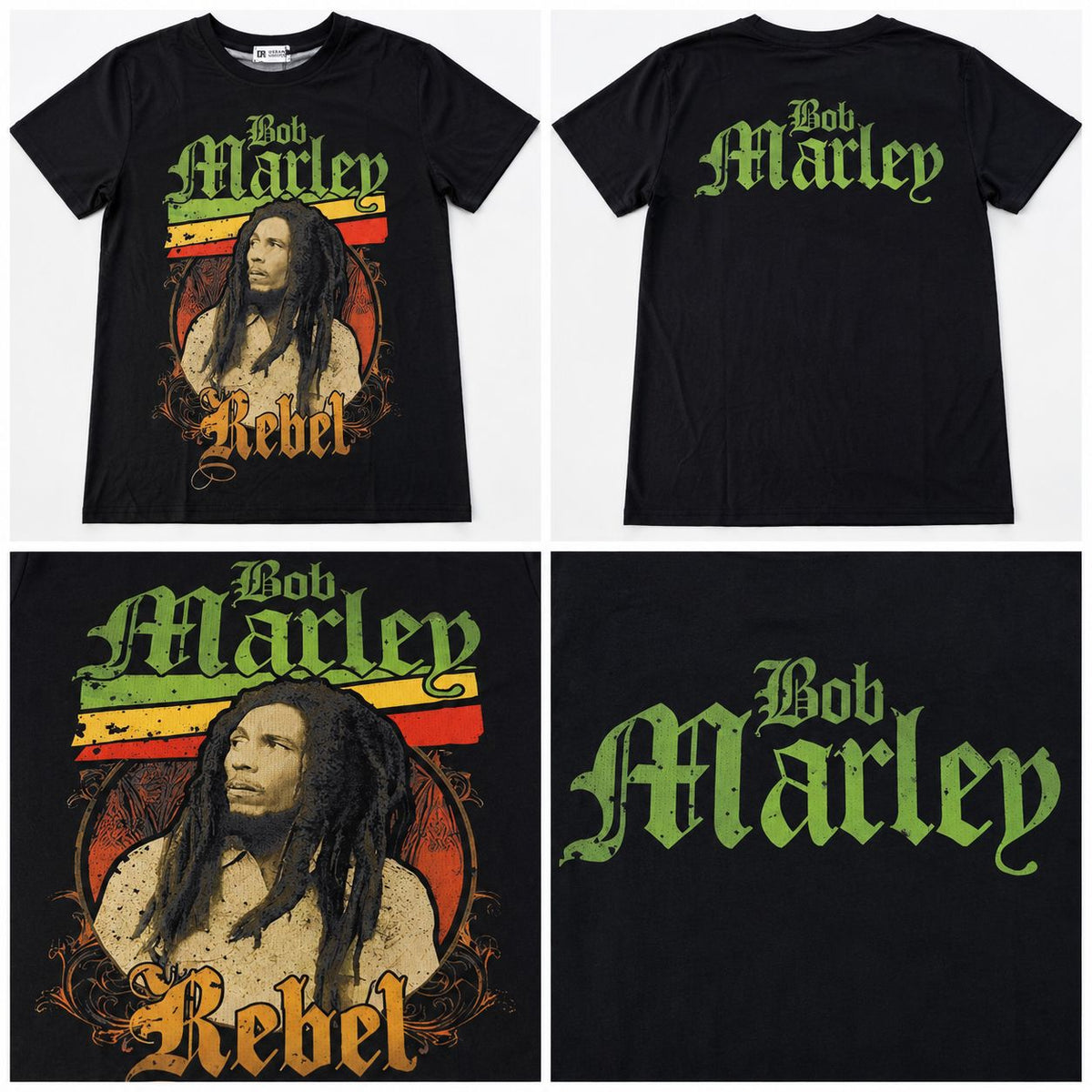 Men’s Bob Marley Rebel Graphic T-Shirt – Black