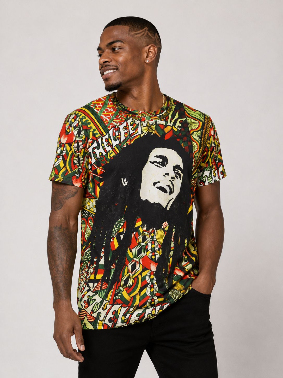 Men’s Bob Marley Feel the Love All-Over Graphic T-Shirt