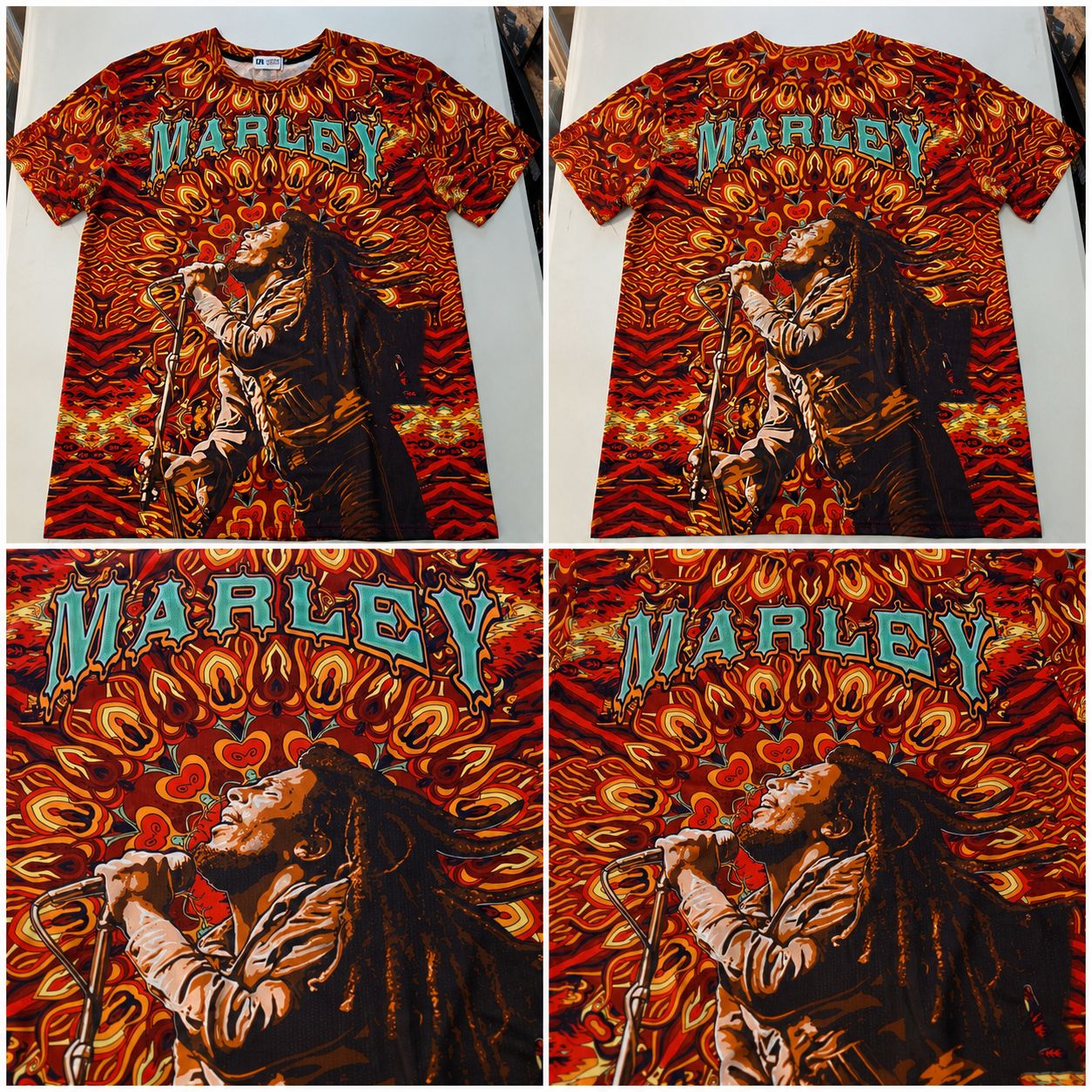 Men’s Bob Marley All-Over Graphic T-Shirt – Orange