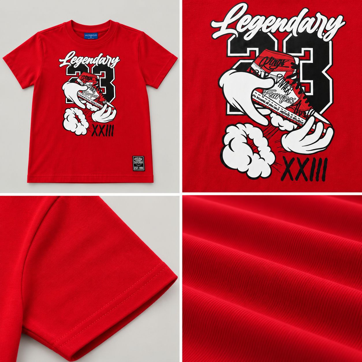 Victorious Kids’ Legendary Sneaker Graphic T-Shirt – Red