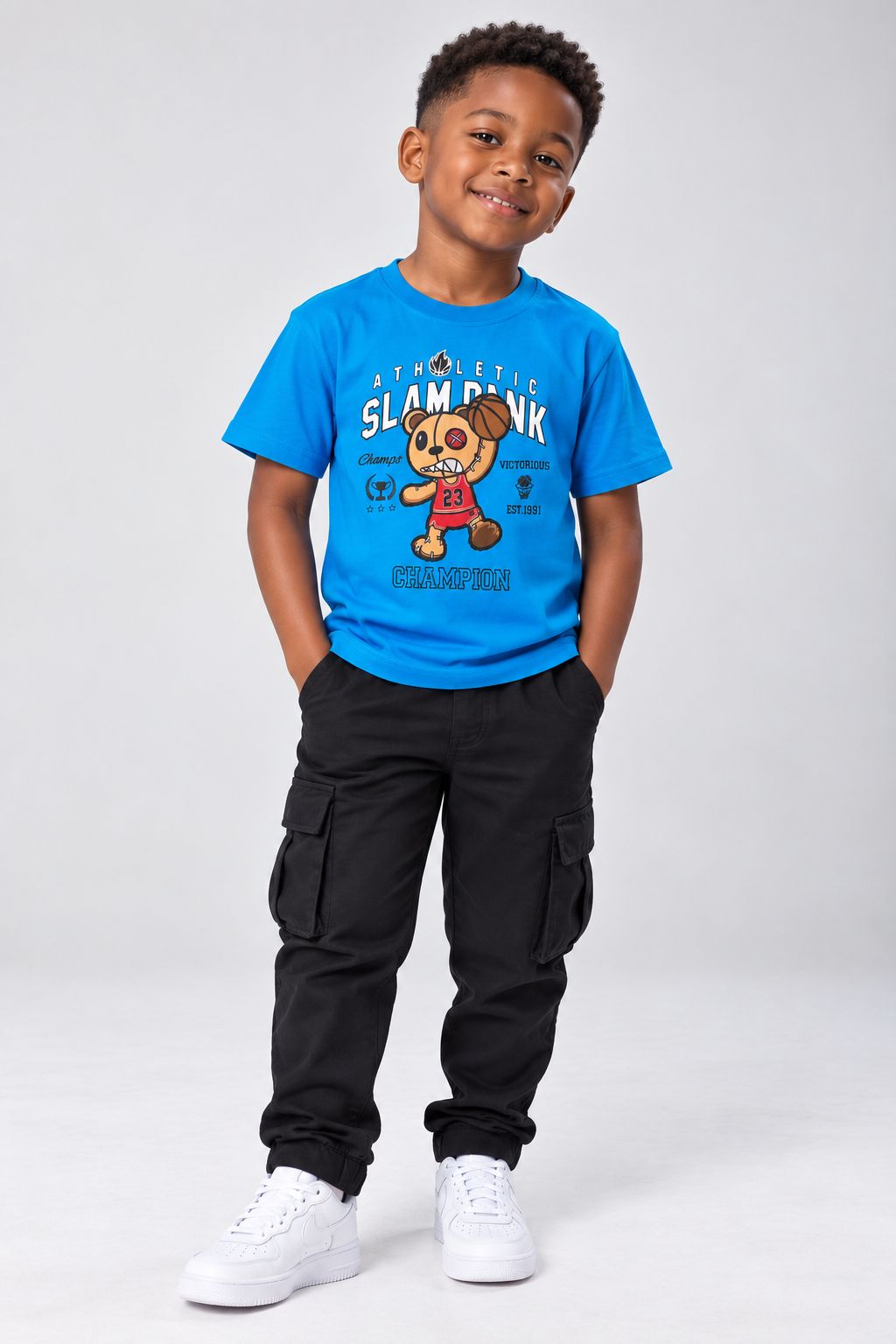 Victorious Kids’ Slam Dunk Bear Graphic T-Shirt – Blue