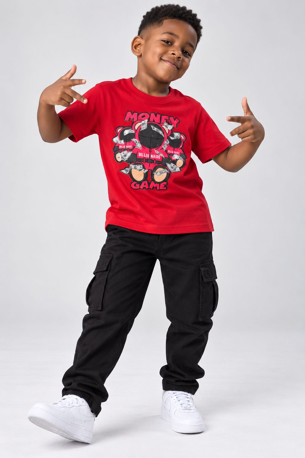 Victorious Kids’ Money Game Bear Graphic T-Shirt – Red