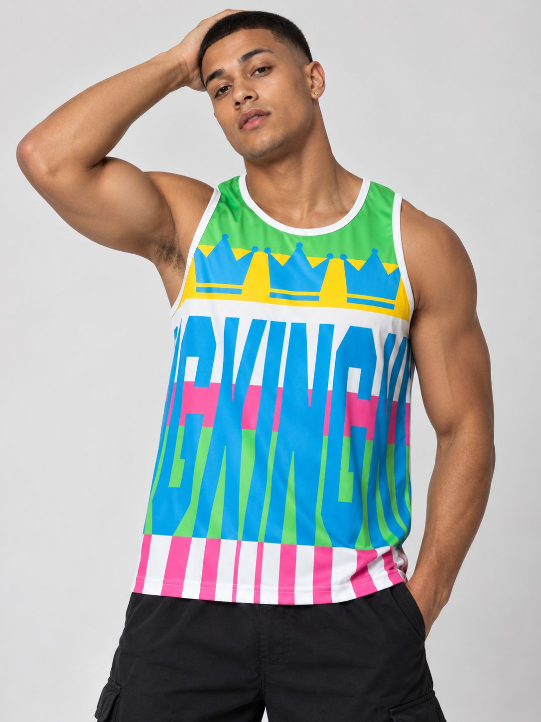 Victorious Men’s Crown Graphic Tank Top – Multicolour