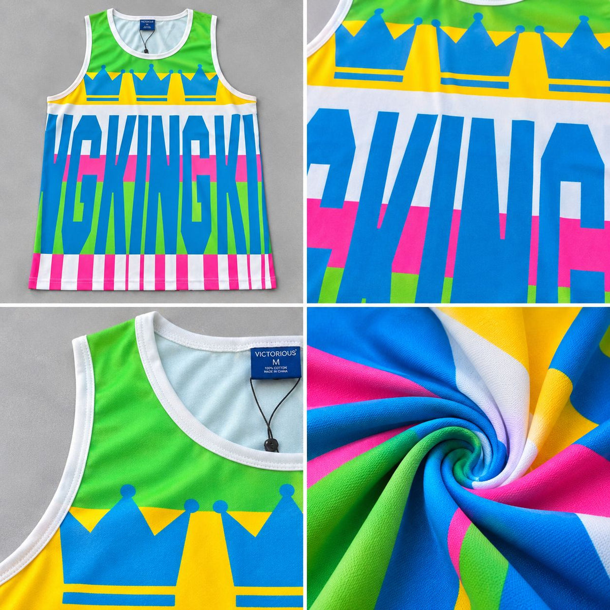 Victorious Men’s Crown Graphic Tank Top – Multicolour