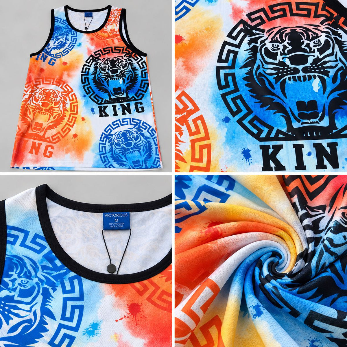 Victorious Men’s Tiger King Graphic Tank Top – Multicolour