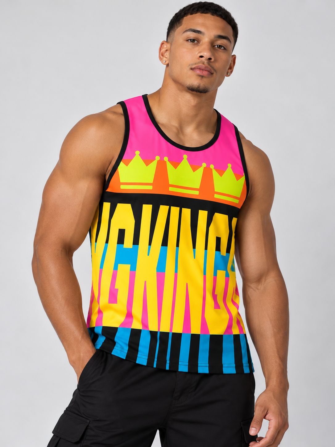 Victorious Men’s Crown Logo Graphic Tank Top – Multicolour