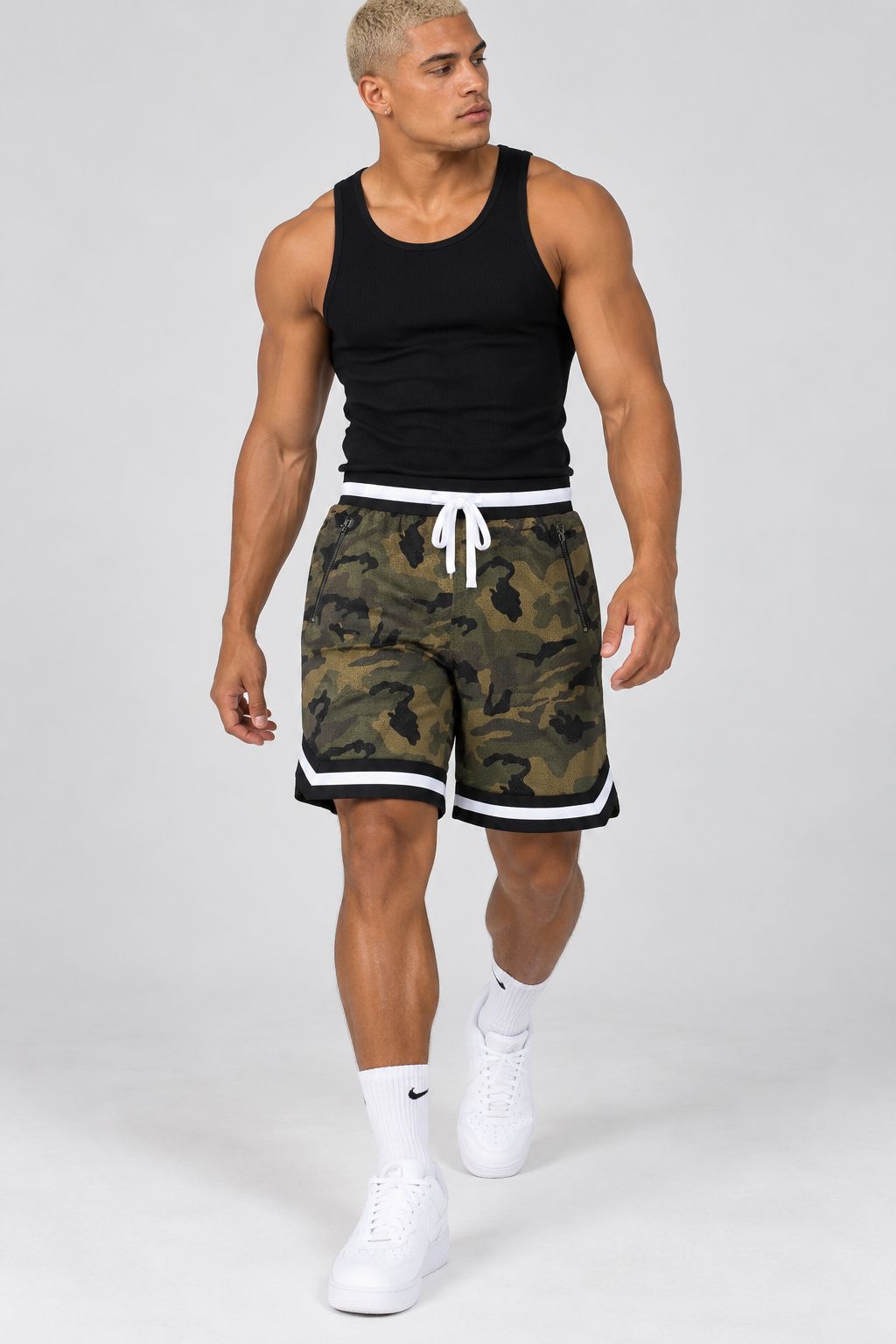 Men’s Camo Mesh Basketball Shorts – Army Green