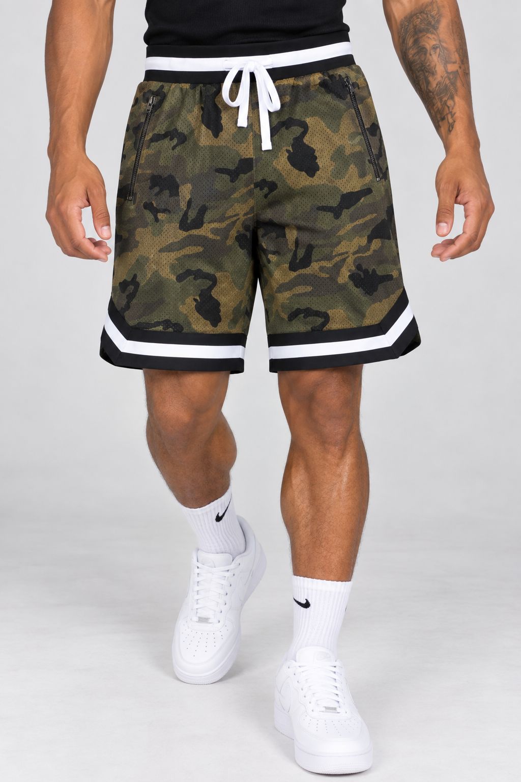 Men’s Camo Mesh Basketball Shorts – Army Green