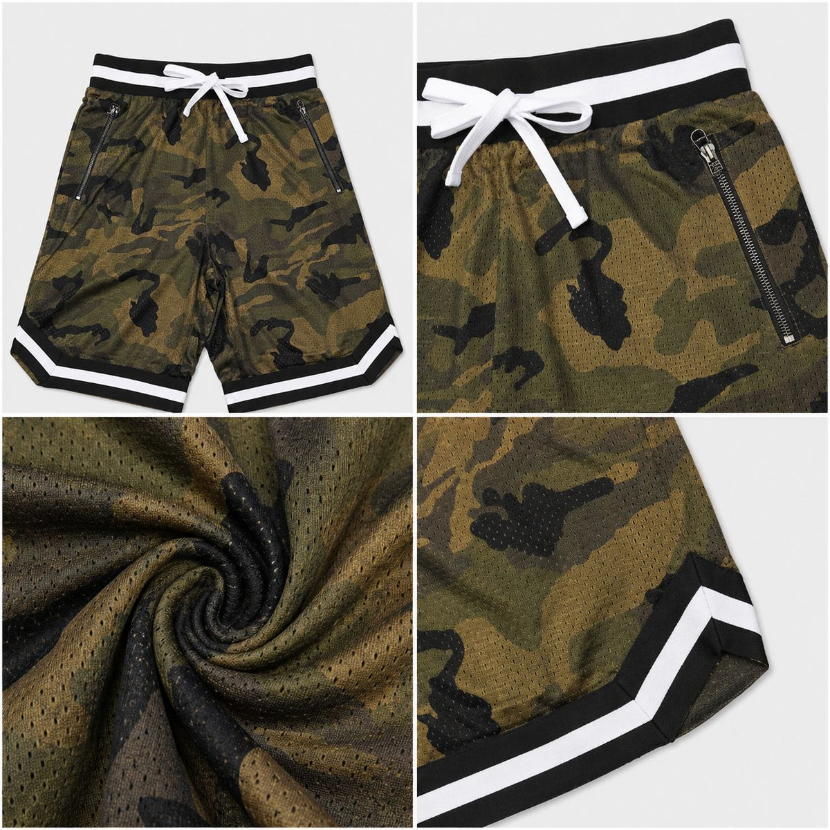 Men’s Camo Mesh Basketball Shorts – Army Green