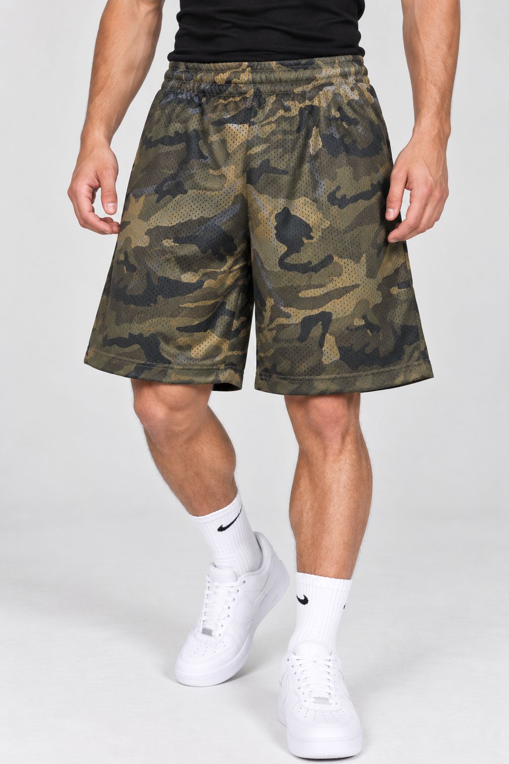 Men’s Camo Mesh Basketball Shorts – Army Green