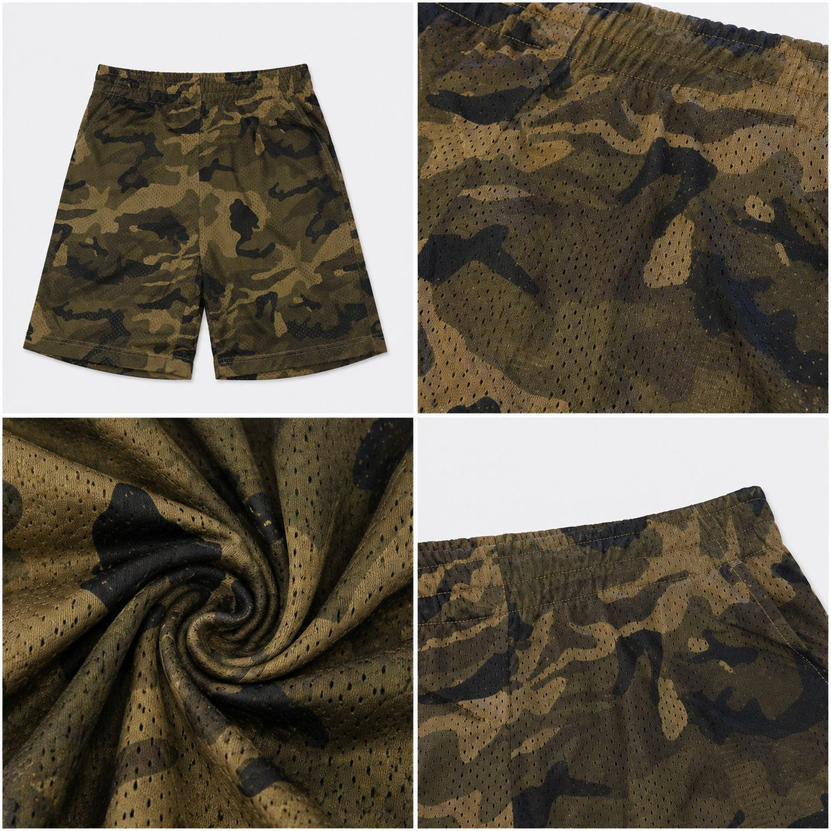 Men’s Camo Mesh Basketball Shorts – Army Green