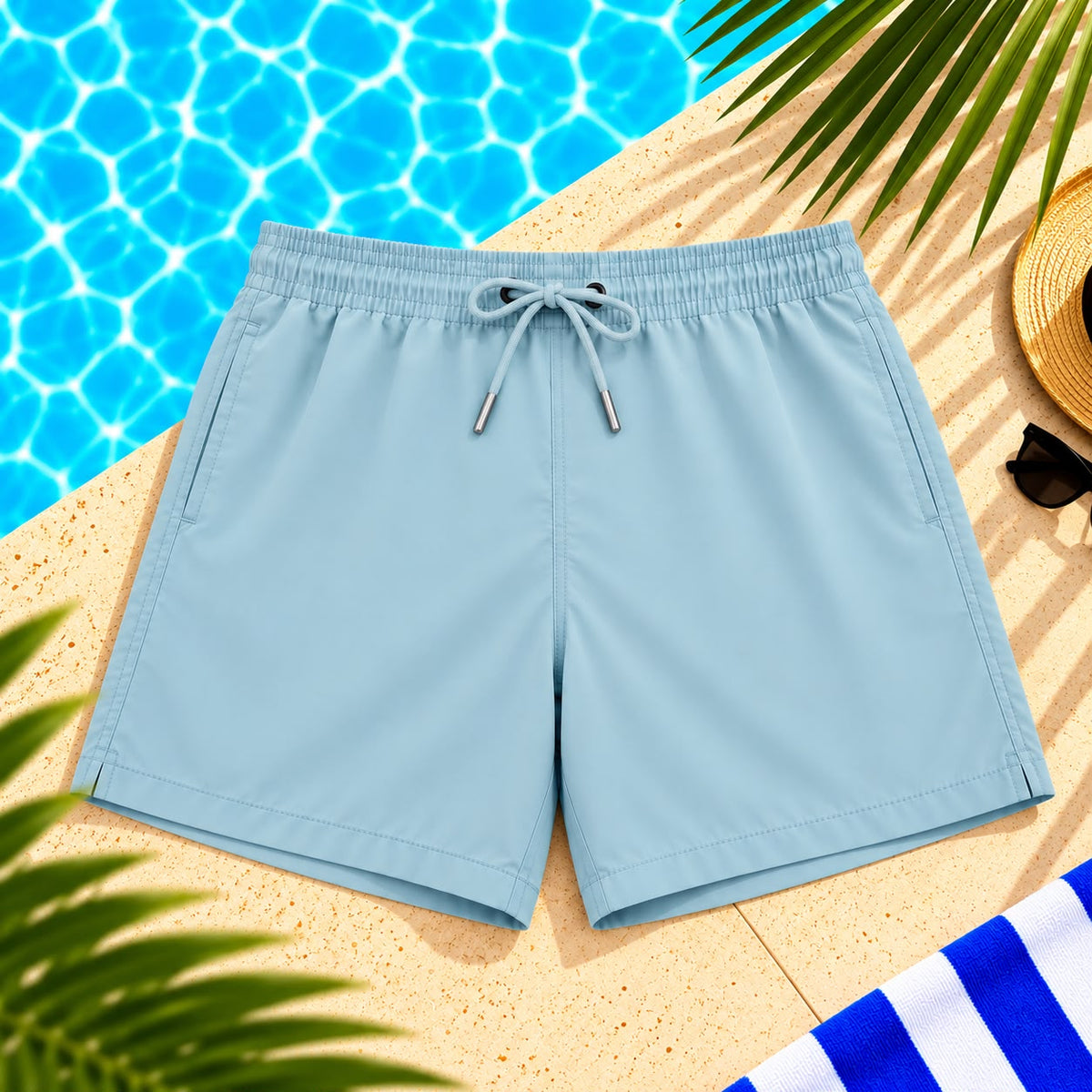 Classic Drawstring Shorts – Light Blue