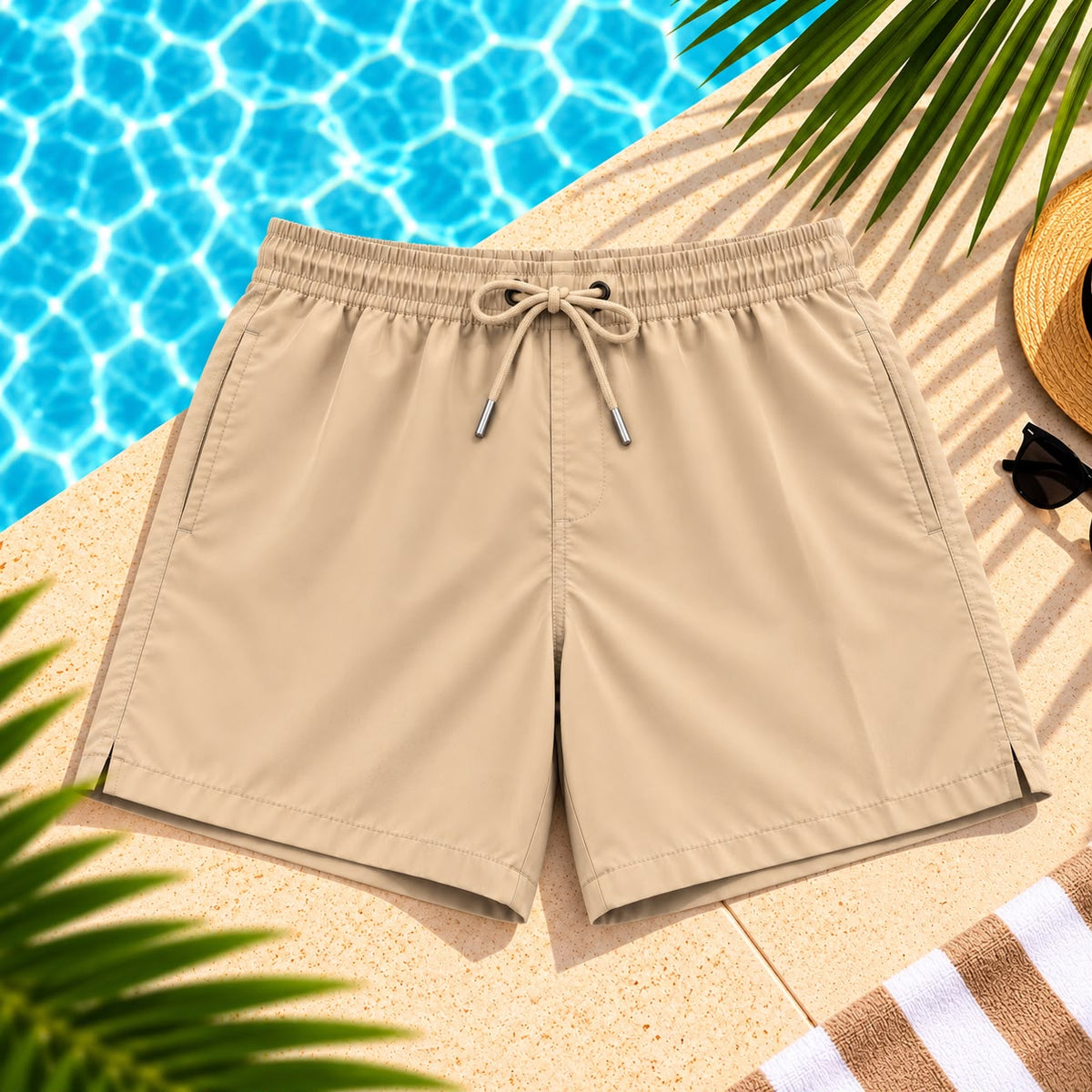 Classic Drawstring Shorts – Beige