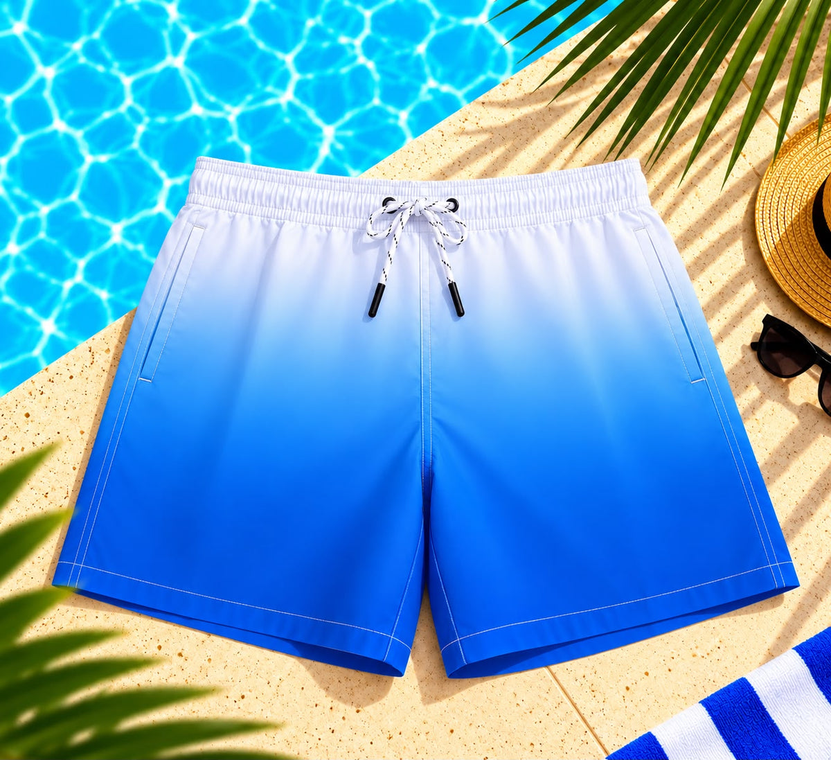 Ombre Beach Shorts – Blue & White