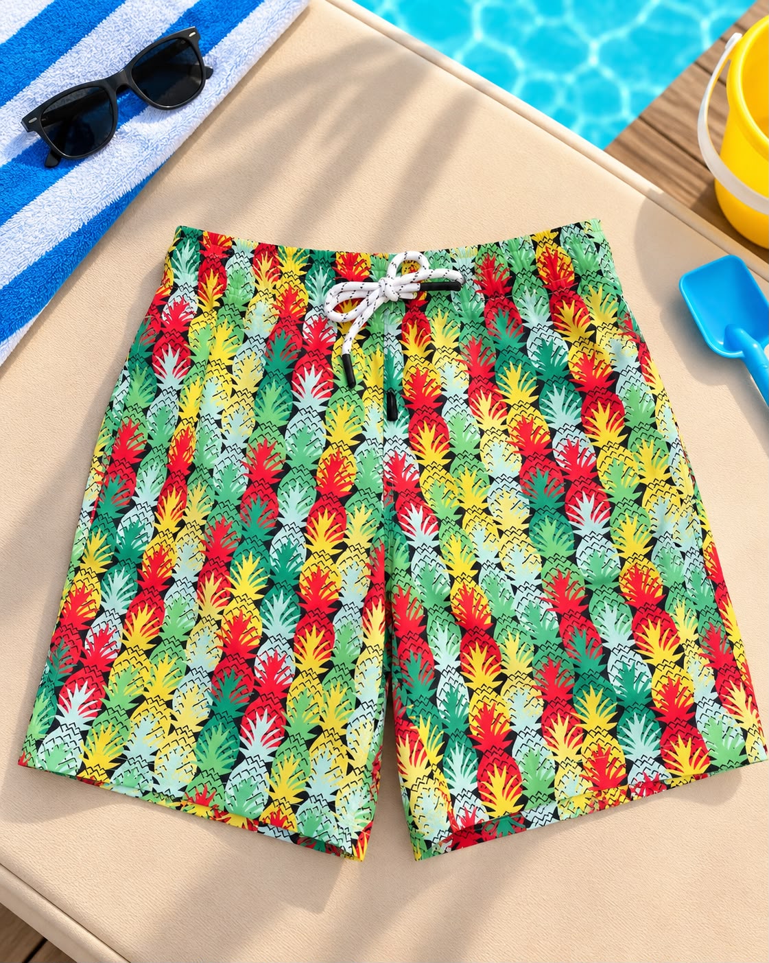 Kids’ Pineapple Print Beach Shorts
