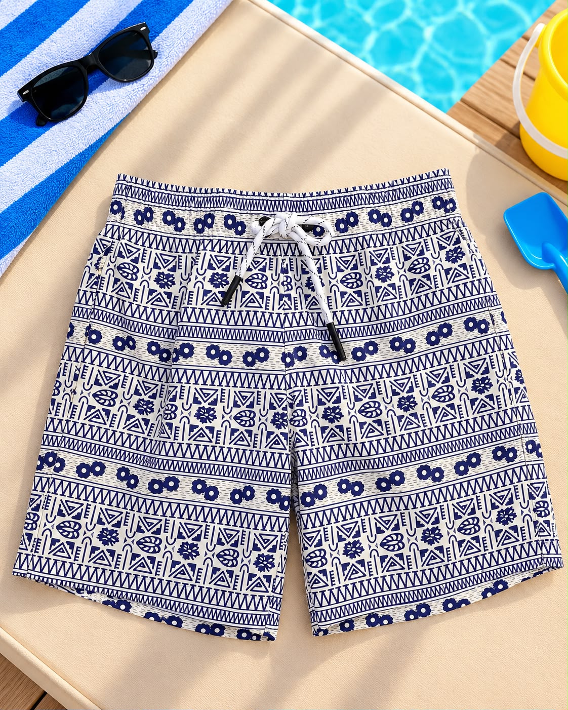 Kids’ Geometric Print Beach Shorts