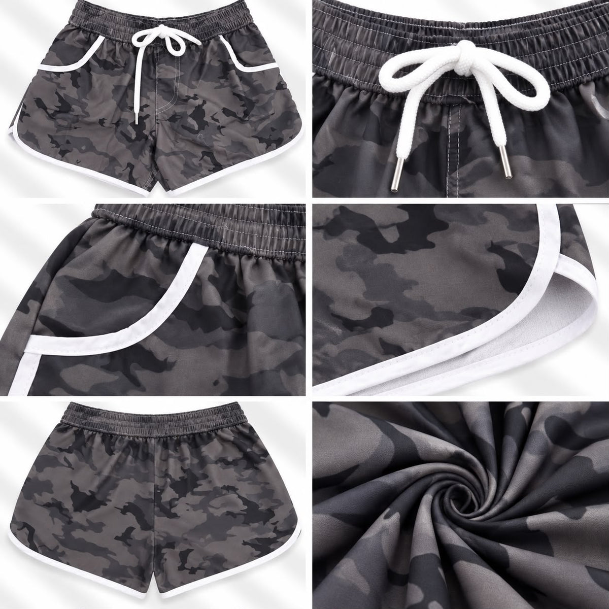 Women's Camo Print Beach Shorts – Grey