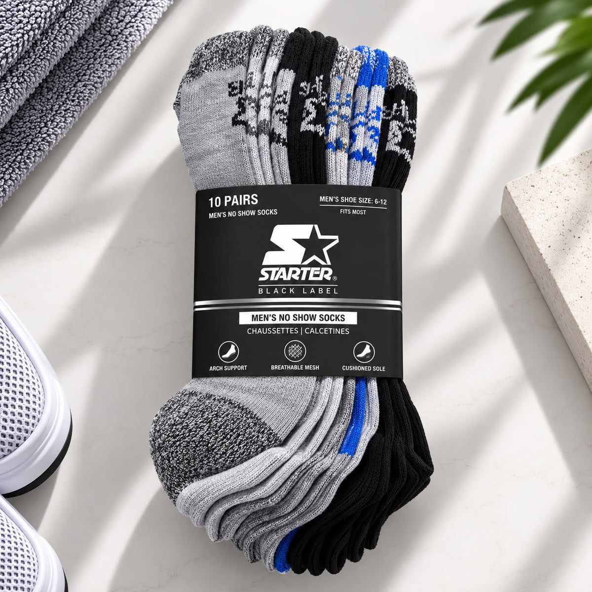 Men’s Sports No-Show Socks – 10 Pack | Size 6-12