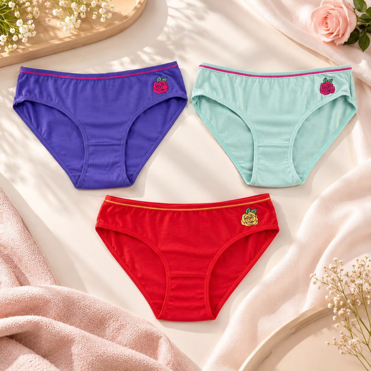 Women’s Rose Detail Brief Underwear - M