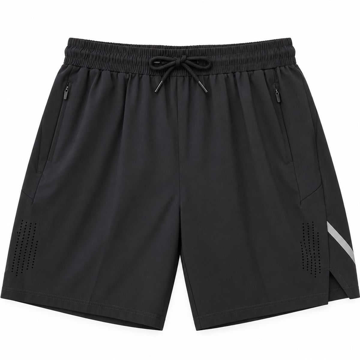 Men’s Stretch Sports Shorts with Zip Pockets – Black