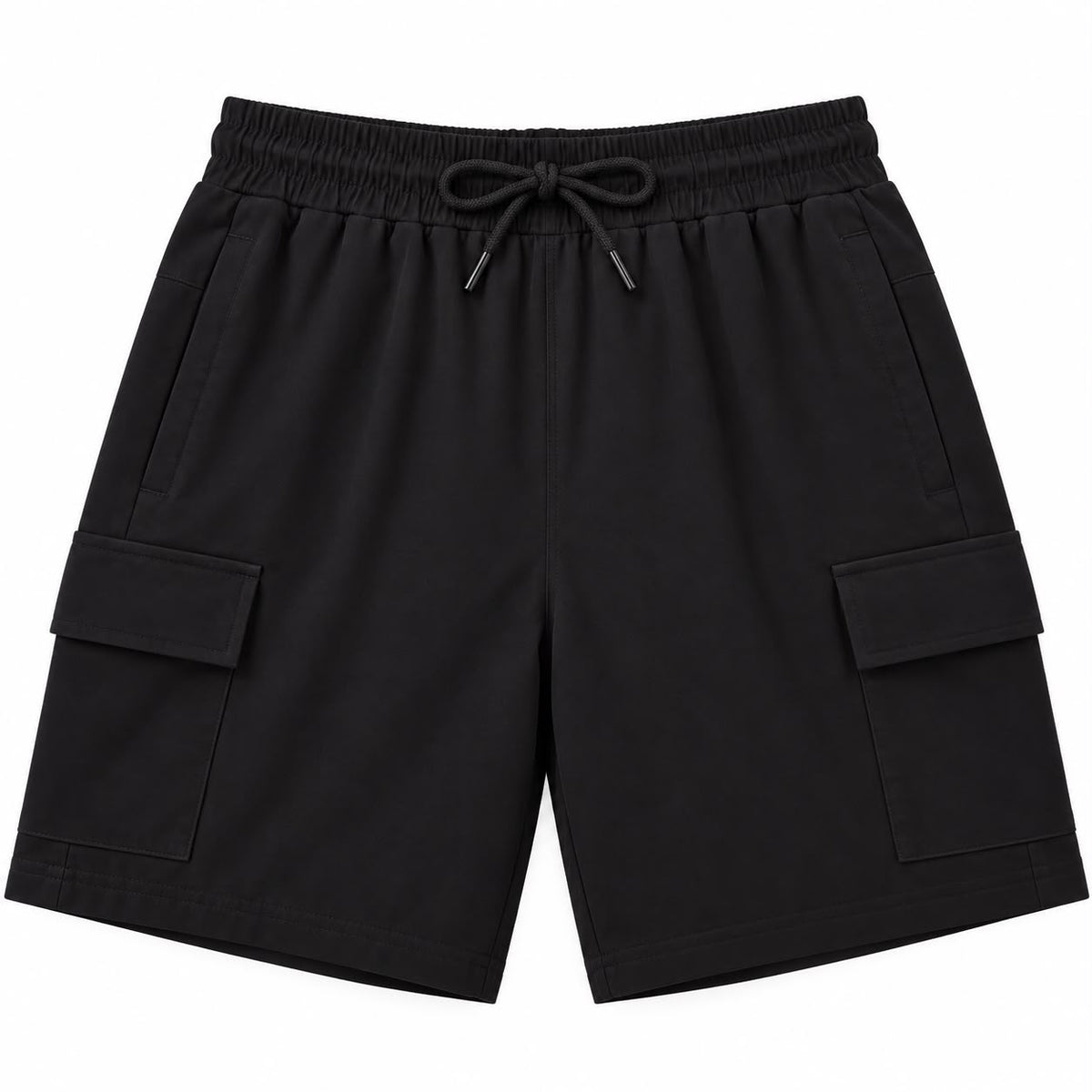 Men’s Stretch Drawstring Cargo Shorts – Black