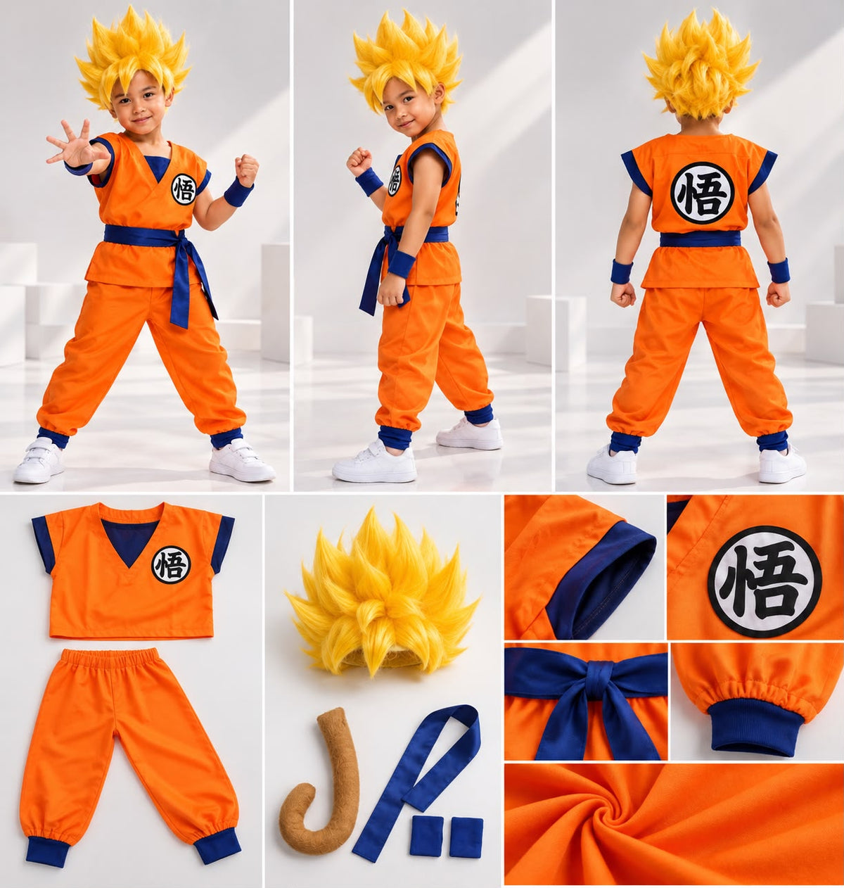 Kids’ Dragon Ball Z Goku Costume Set – Orange & Blue