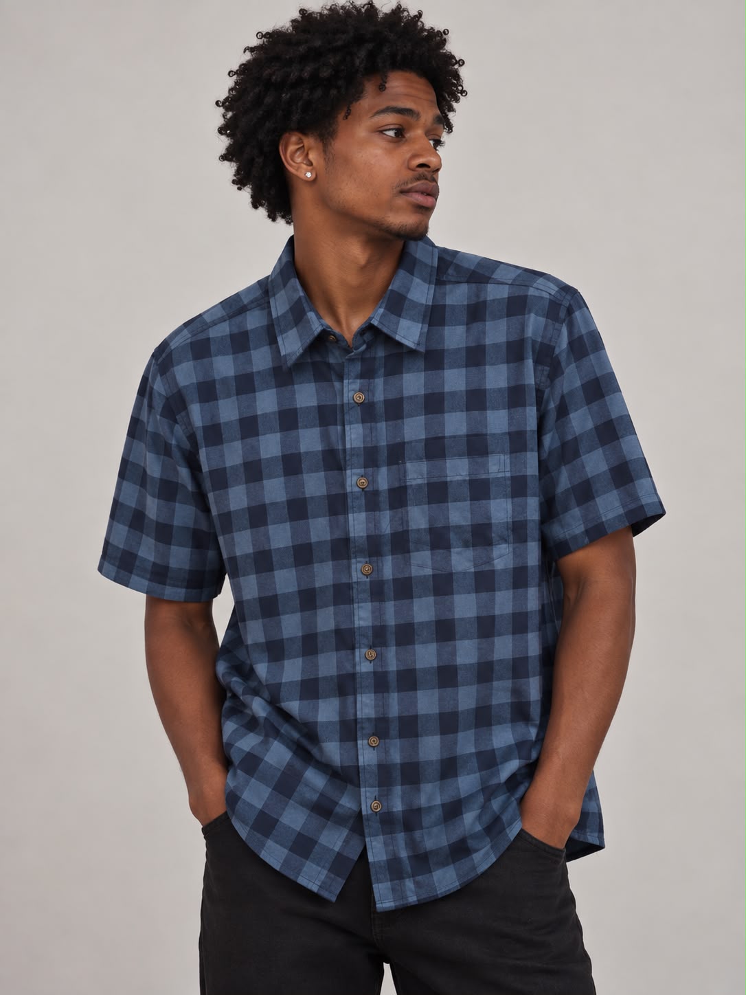 Men’s Short Sleeve Woven Check Shirts
