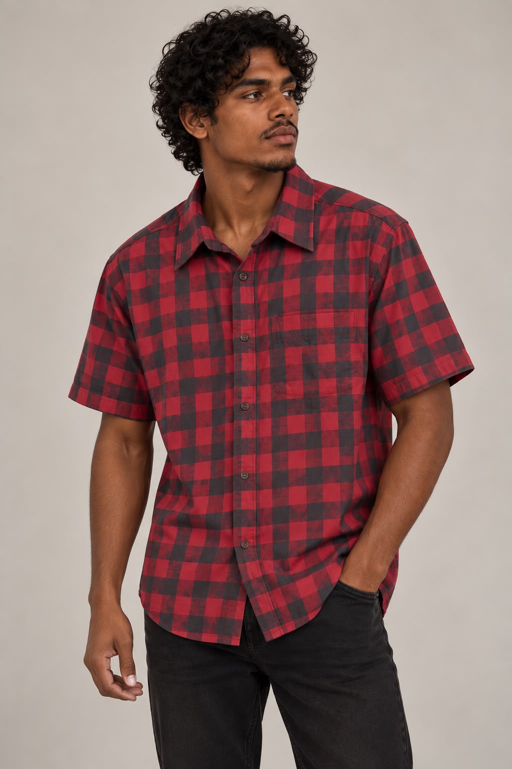 Men’s Short Sleeve Woven Check Shirts