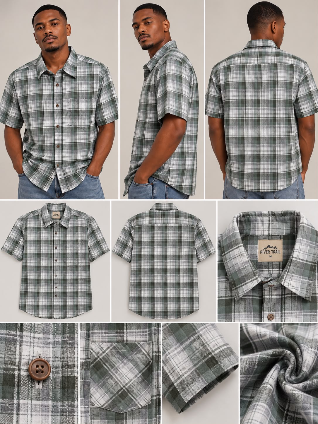 Men’s Short Sleeve Woven Check Shirts