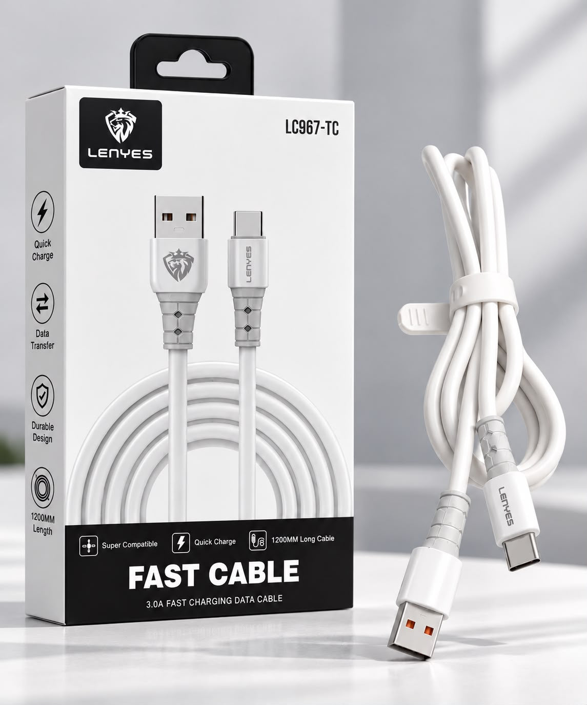 Lenyes LC967-TC USB-A to USB-C Fast Charging & Data Cable – 1.2 m