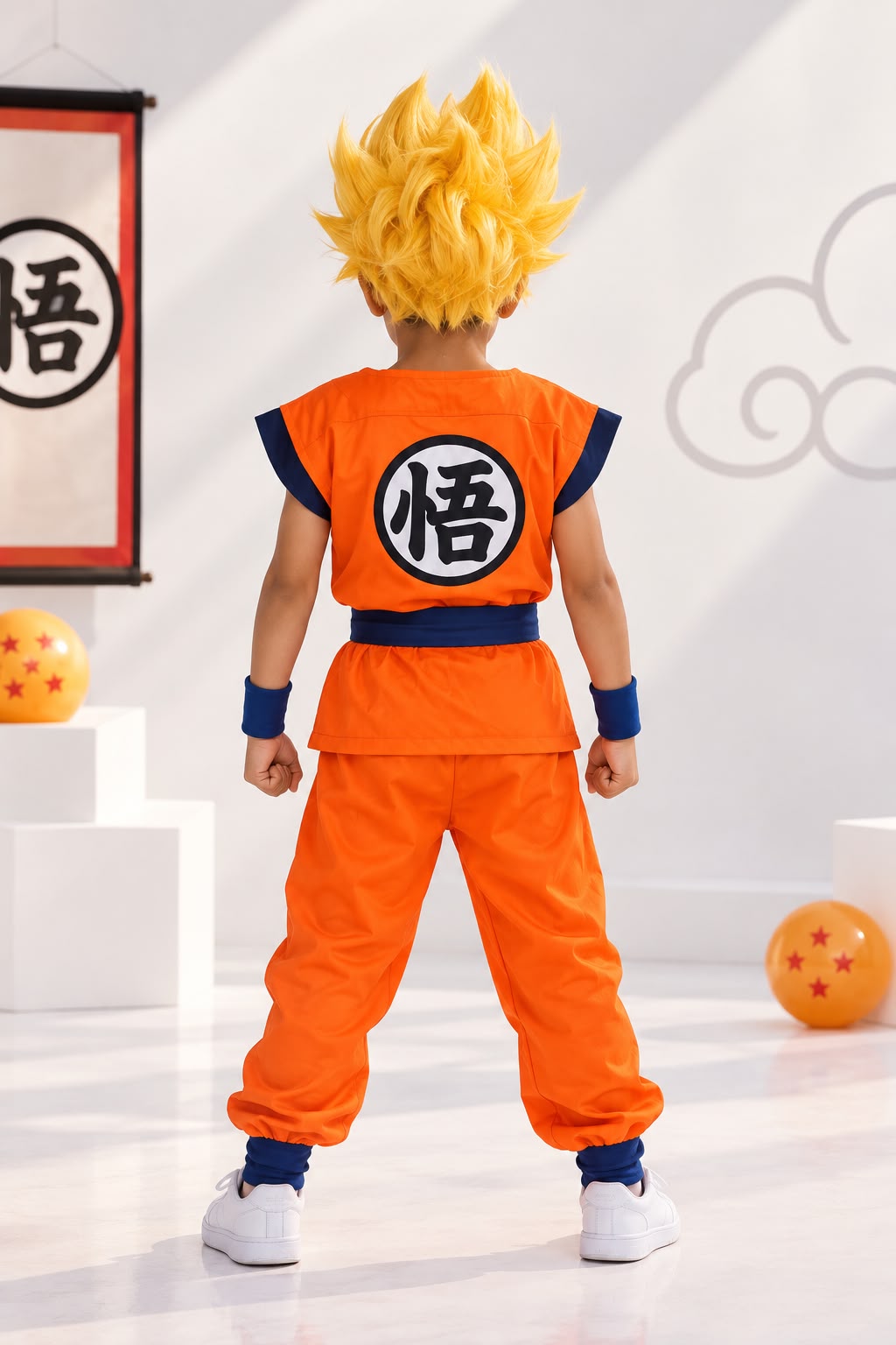 Kids’ Dragon Ball Z Goku Costume Set – Orange & Blue