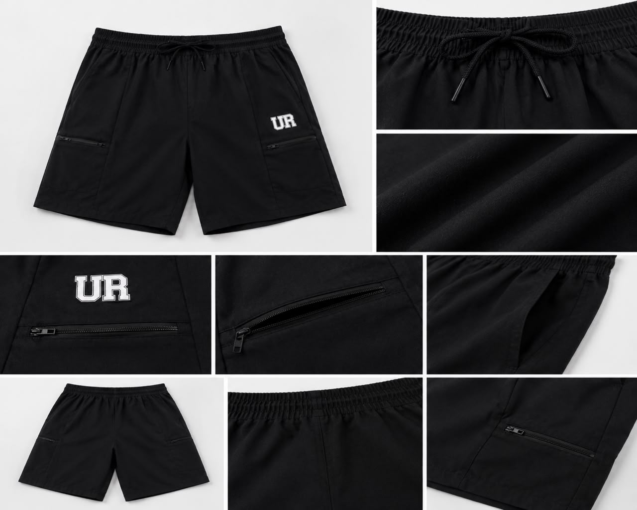 Men’s Cargo Shorts UR-3 with Rampage Logo – Black