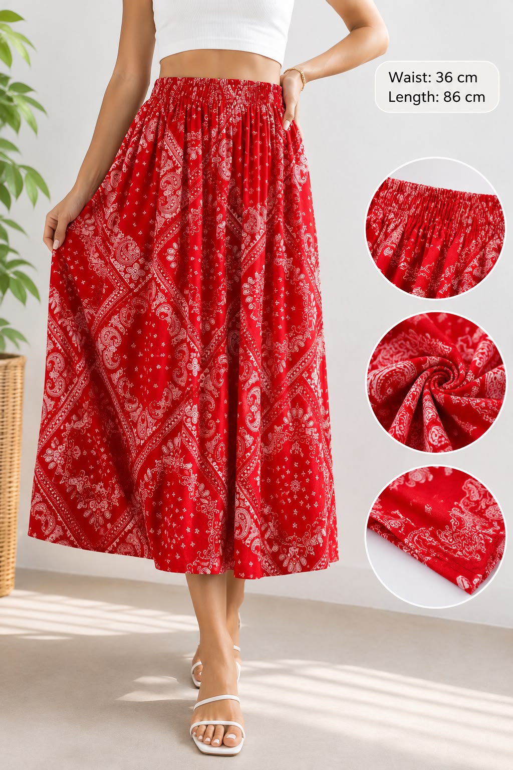 Bandana Paisley Midi Skirt