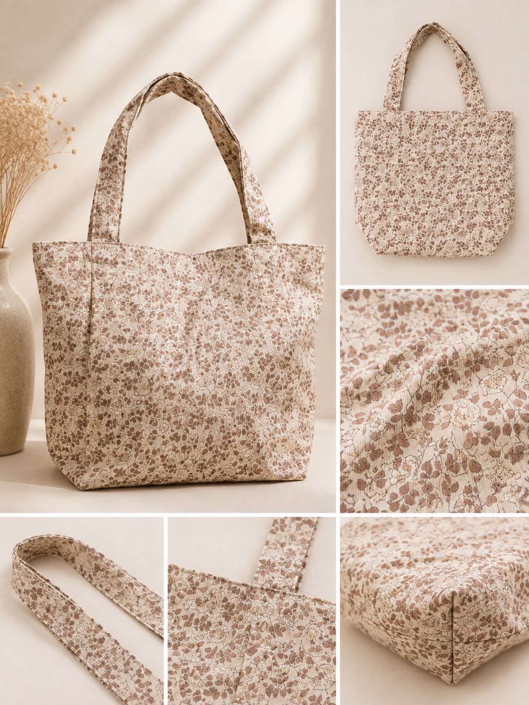 Women’s Ditsy Floral Tote Bag – Beige
