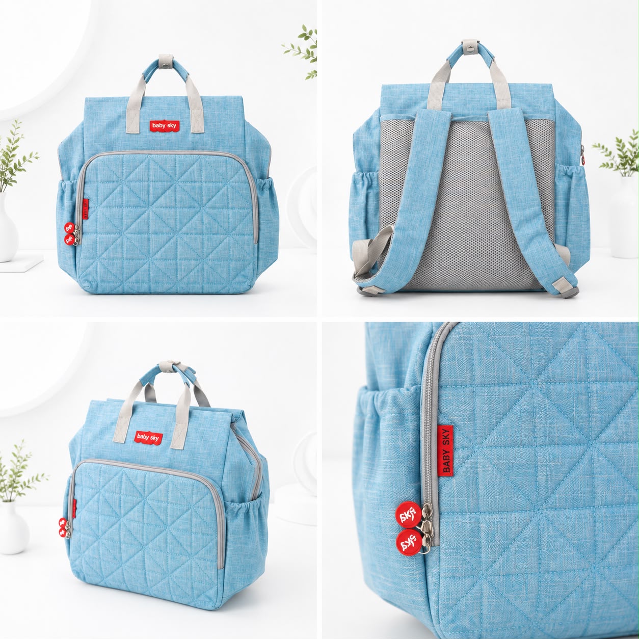 Baby Sky Quilted Mommy Backpack – Assorted Colors