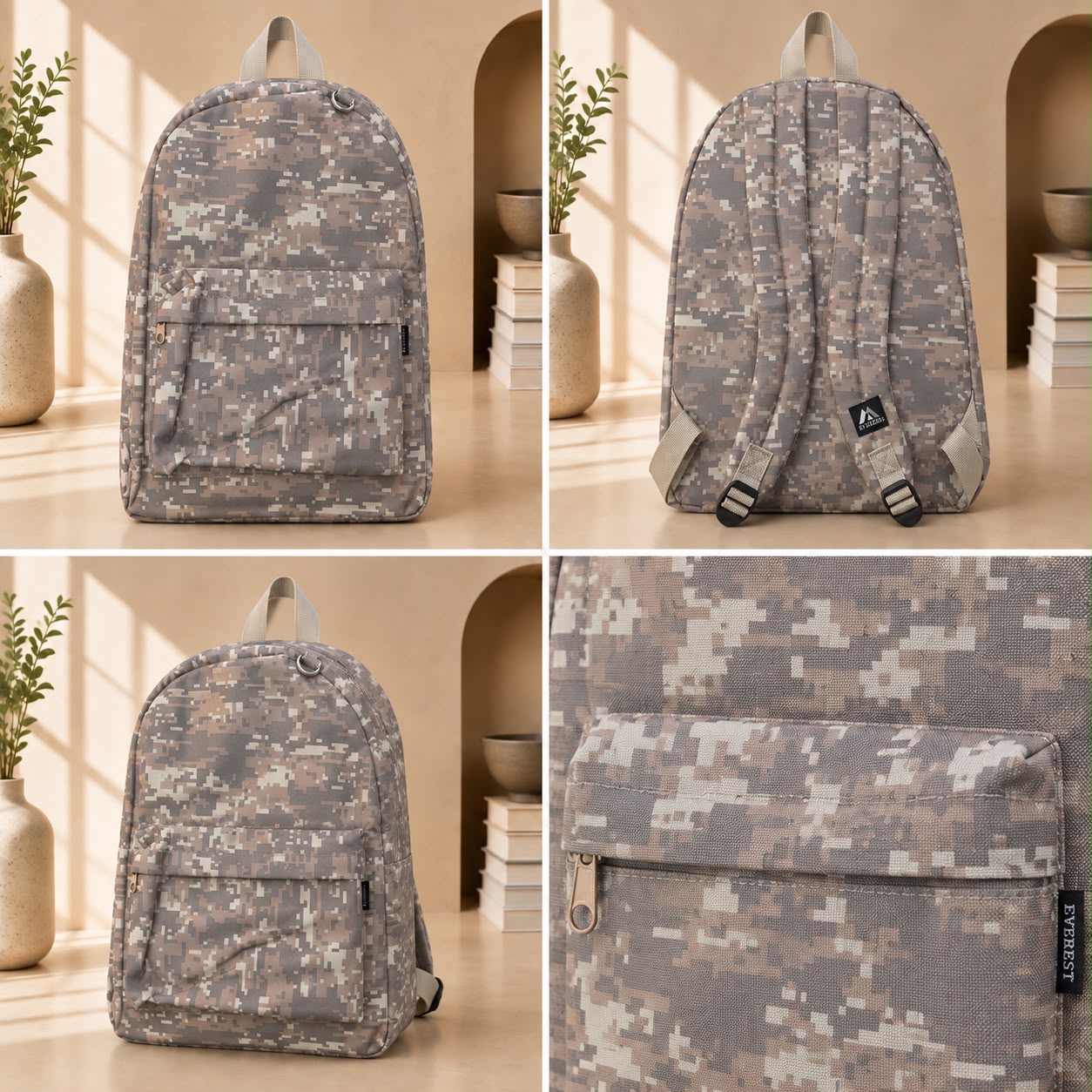 Everest Digital Camo Everyday Backpack – Grey