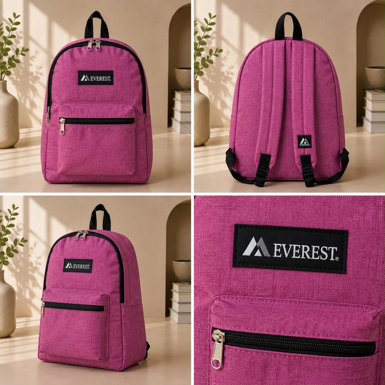 Everest Classic Everyday Backpack – Magenta