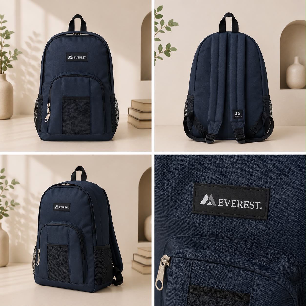 Everest Multi-Pocket Everyday Backpack – Navy Blue