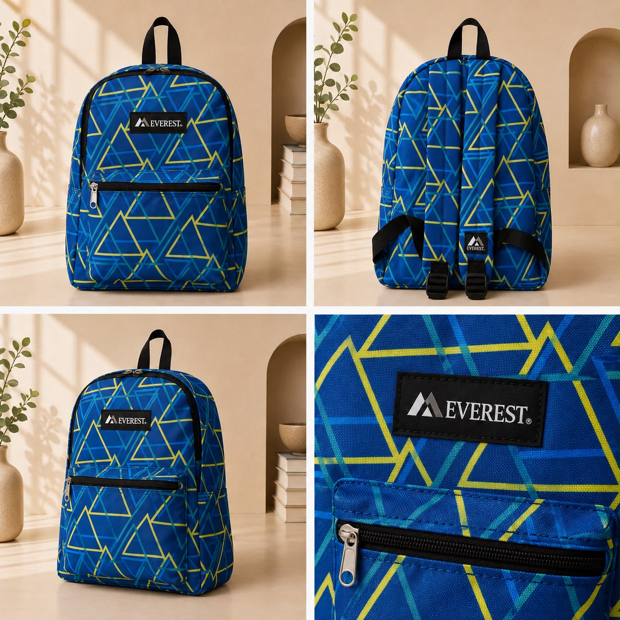 Everest Geometric Print Backpack – Blue