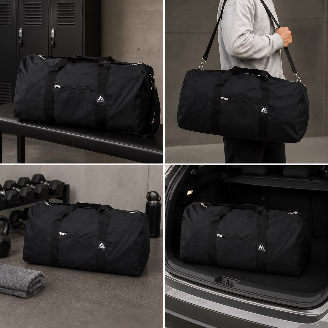 Everest Extra-Large Travel Duffle Bag – Black