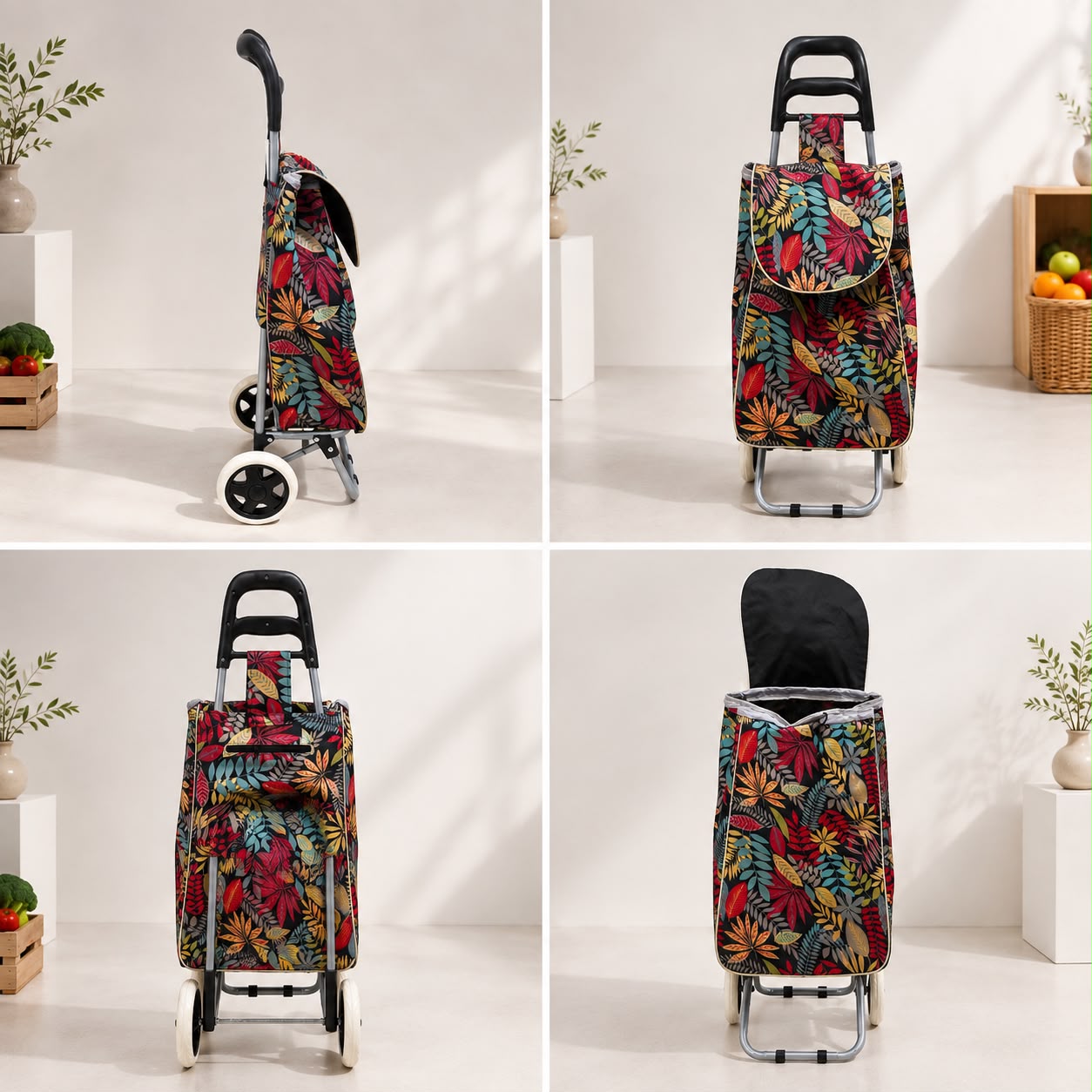 Floral Print Shopping Trolley Bag