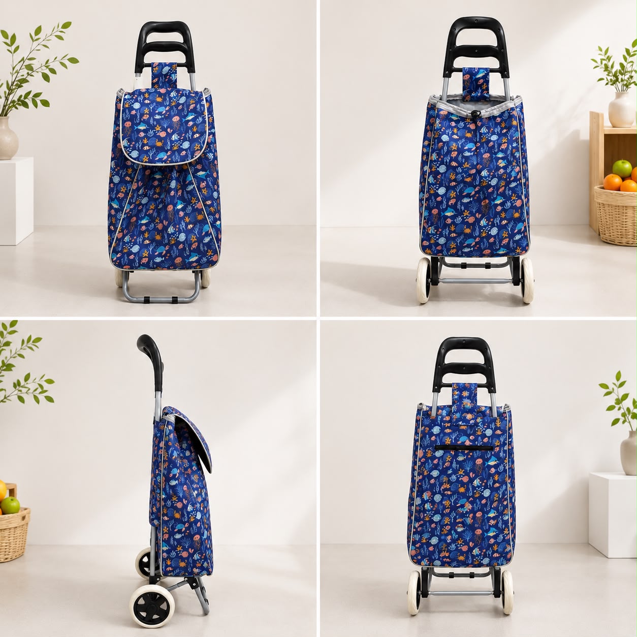Floral Print Shopping Trolley Bag