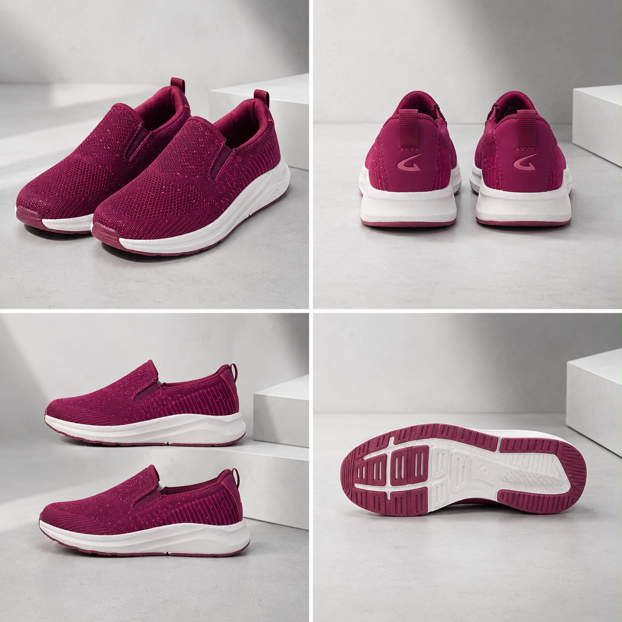 Women’s Burgundy Slip-On Walking Shoes – Size 10