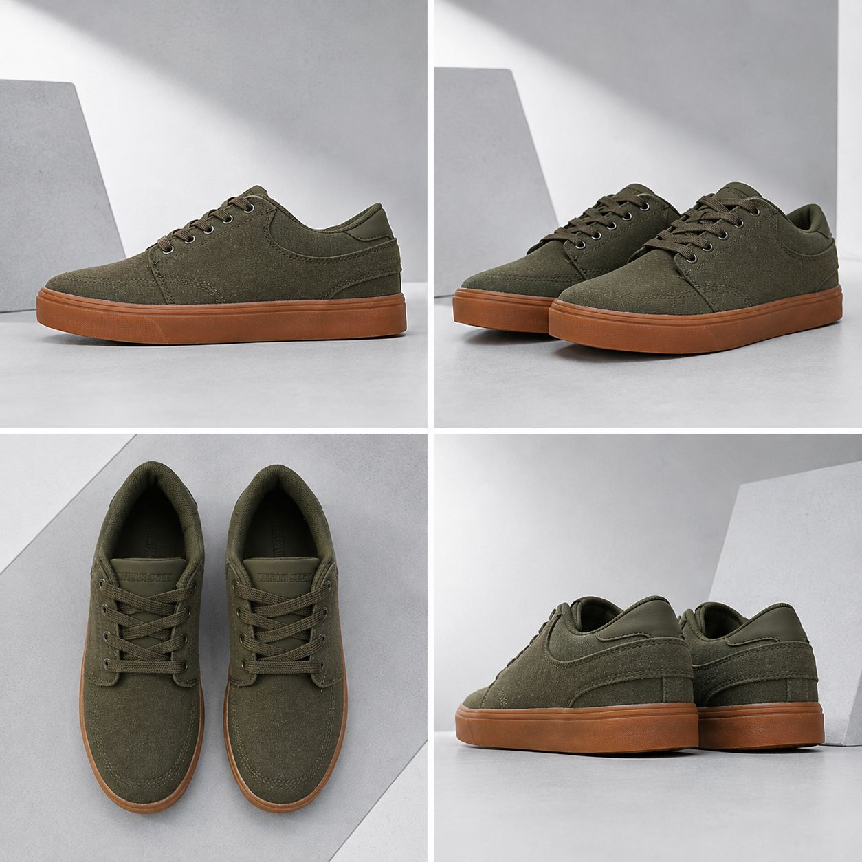 Men’s Low-Top Casual Sneakers – Olive Green/Size 10