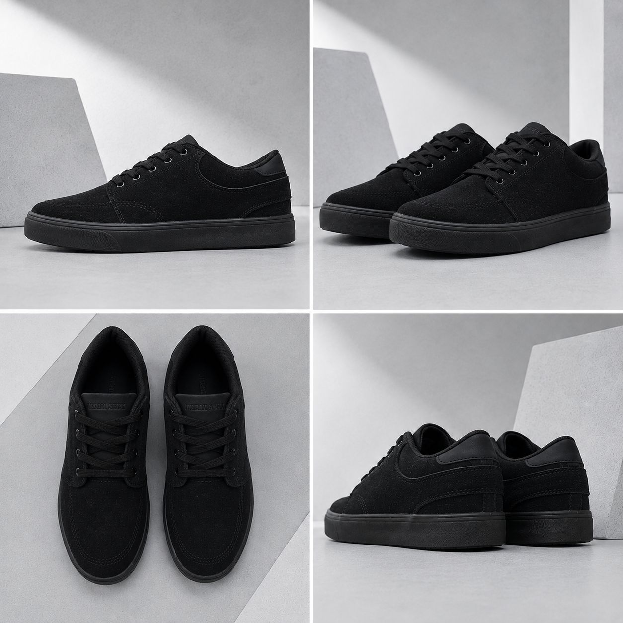 Men’s Low-Top Casual Sneakers – Black/Size 10