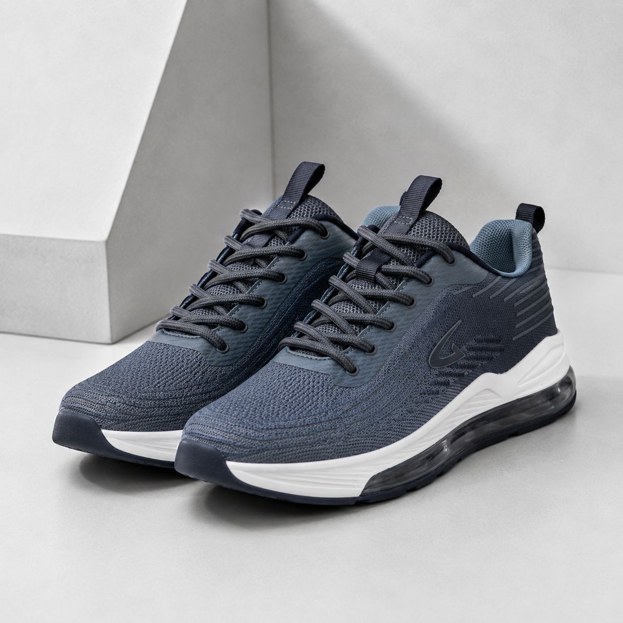 Men’s Air-Cushioned Athletic Sneakers – Blue Grey